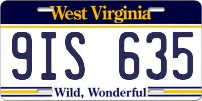 WV license plate 9IS635