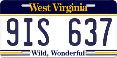 WV license plate 9IS637