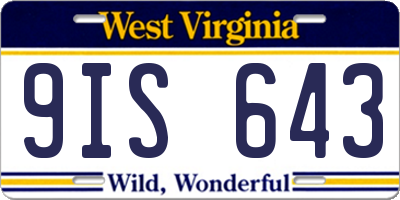 WV license plate 9IS643