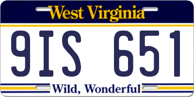 WV license plate 9IS651