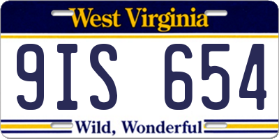 WV license plate 9IS654