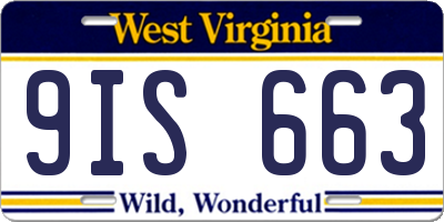 WV license plate 9IS663
