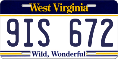 WV license plate 9IS672