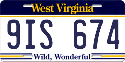 WV license plate 9IS674