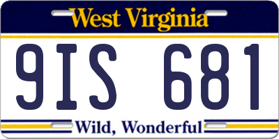 WV license plate 9IS681