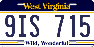 WV license plate 9IS715