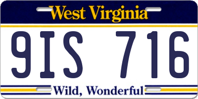 WV license plate 9IS716