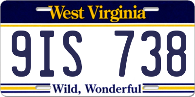 WV license plate 9IS738