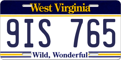 WV license plate 9IS765