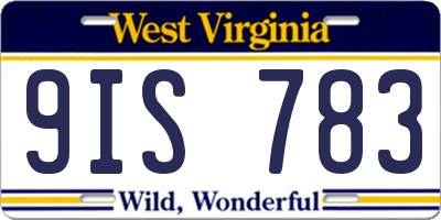 WV license plate 9IS783