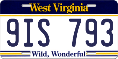 WV license plate 9IS793