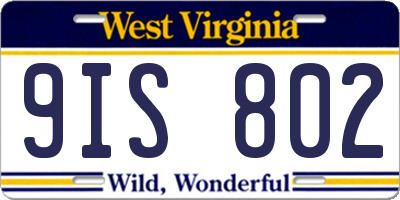 WV license plate 9IS802