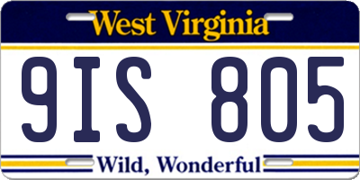 WV license plate 9IS805