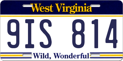 WV license plate 9IS814