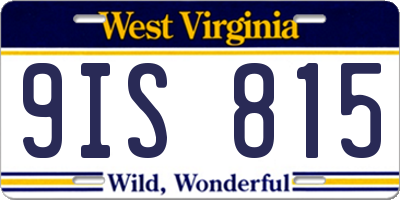 WV license plate 9IS815