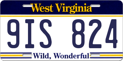 WV license plate 9IS824