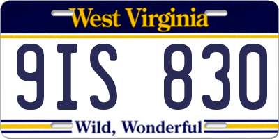 WV license plate 9IS830