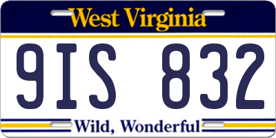 WV license plate 9IS832