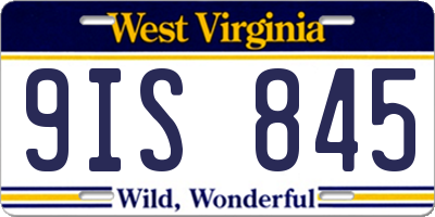 WV license plate 9IS845