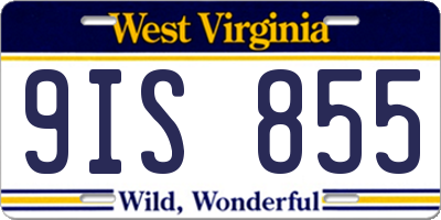 WV license plate 9IS855