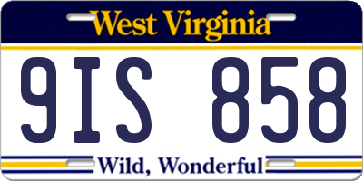 WV license plate 9IS858