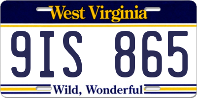 WV license plate 9IS865
