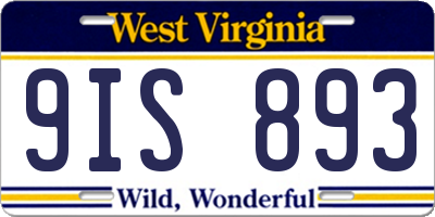 WV license plate 9IS893