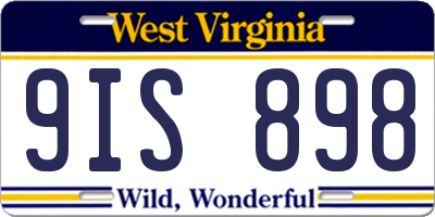 WV license plate 9IS898