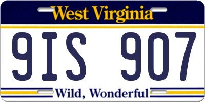 WV license plate 9IS907