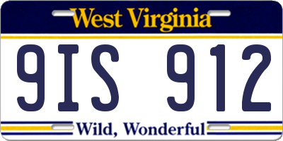 WV license plate 9IS912
