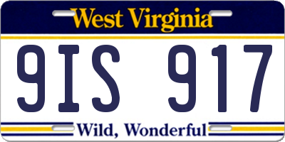 WV license plate 9IS917