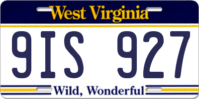 WV license plate 9IS927
