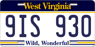 WV license plate 9IS930