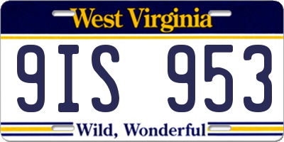 WV license plate 9IS953