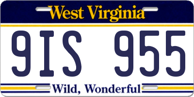 WV license plate 9IS955