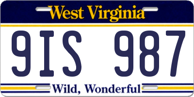 WV license plate 9IS987