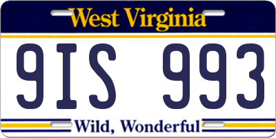 WV license plate 9IS993
