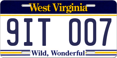 WV license plate 9IT007
