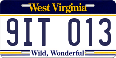 WV license plate 9IT013