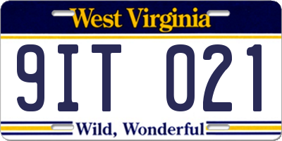 WV license plate 9IT021