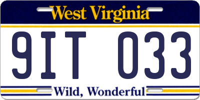 WV license plate 9IT033