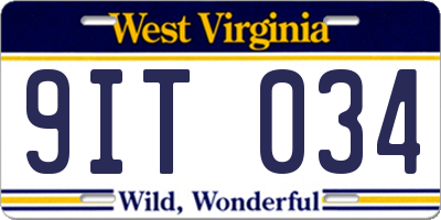 WV license plate 9IT034