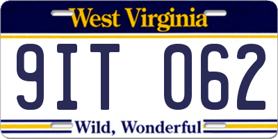 WV license plate 9IT062
