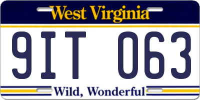 WV license plate 9IT063