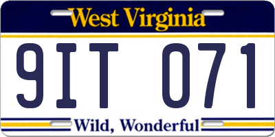WV license plate 9IT071