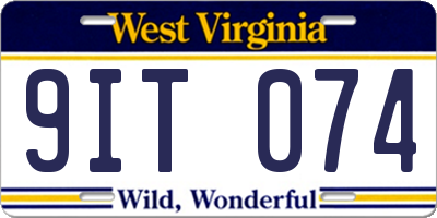 WV license plate 9IT074