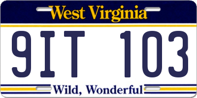 WV license plate 9IT103