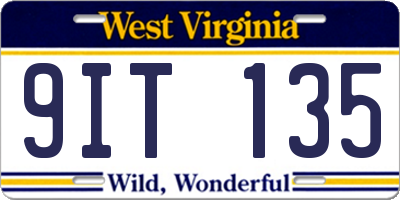WV license plate 9IT135