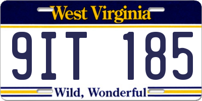 WV license plate 9IT185