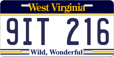 WV license plate 9IT216